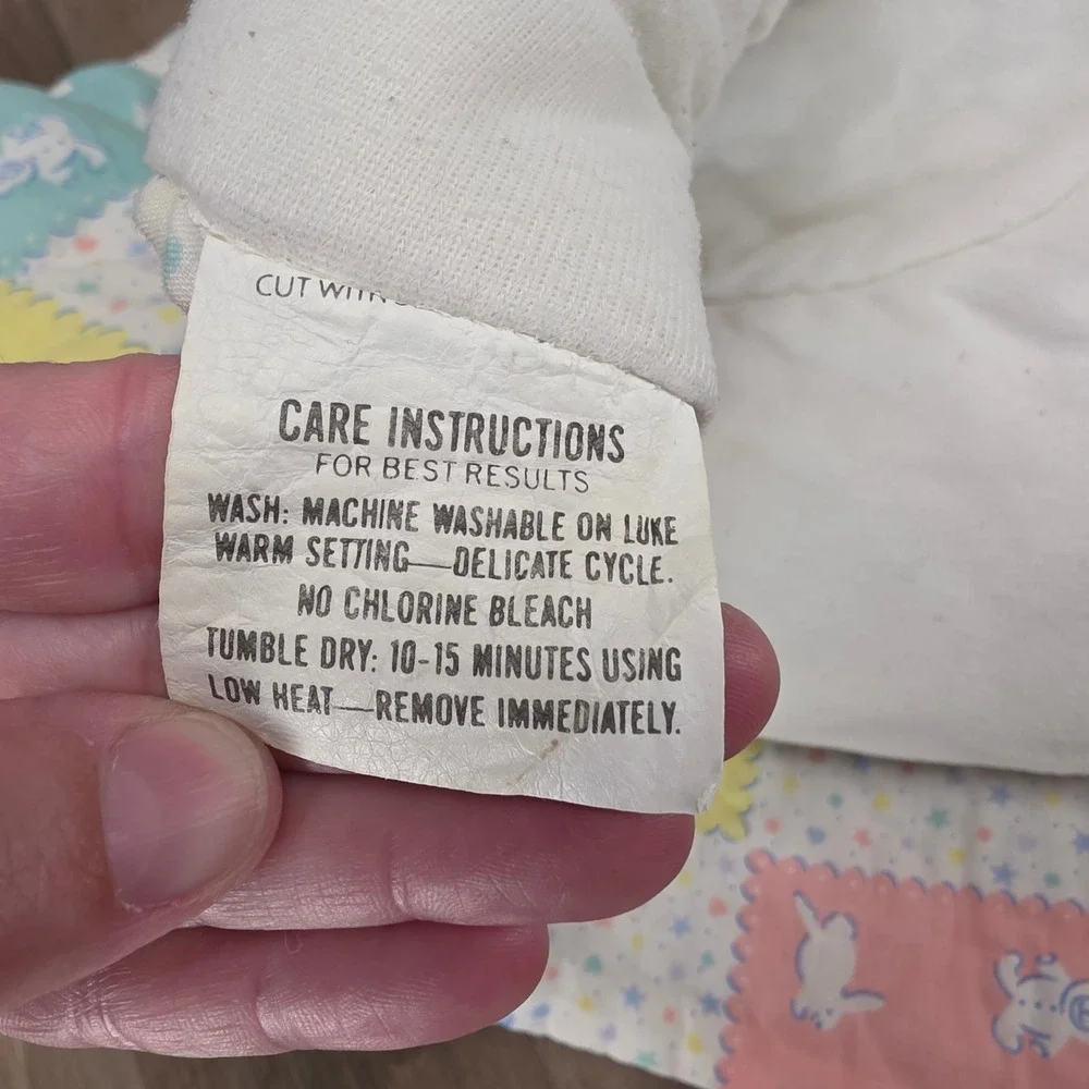 Vintage Pastel Baby Blanket Patchwork Bunny Bear Lamb Duck Nursery 33x40